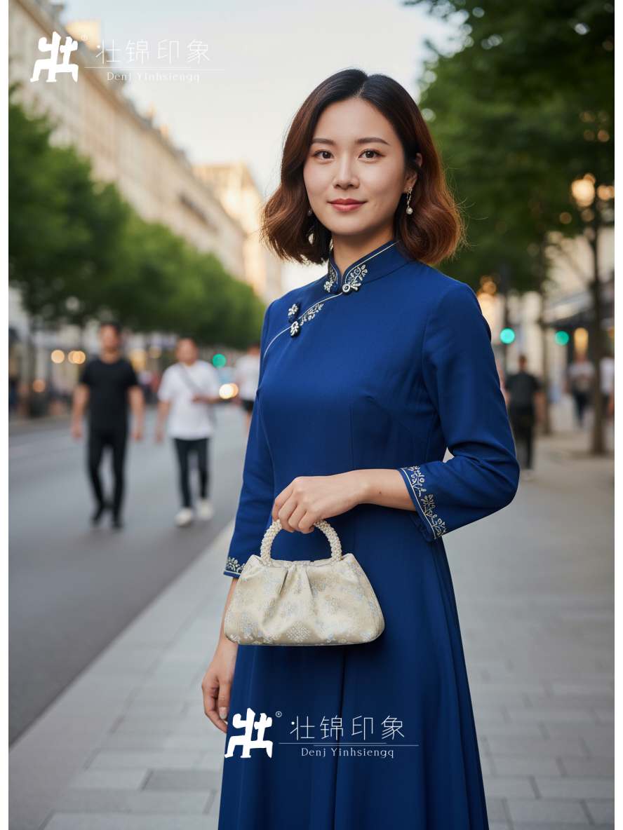 Guangxi Zhuang Brocade Pearl Pleated Handmade Fabric Tote Bag