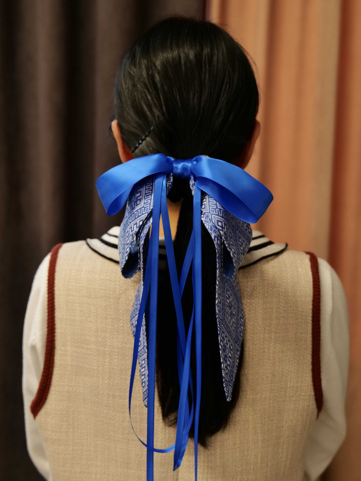 Guangxi Zhuang Brocade Bow Hair Clip with Handmade Ribbon