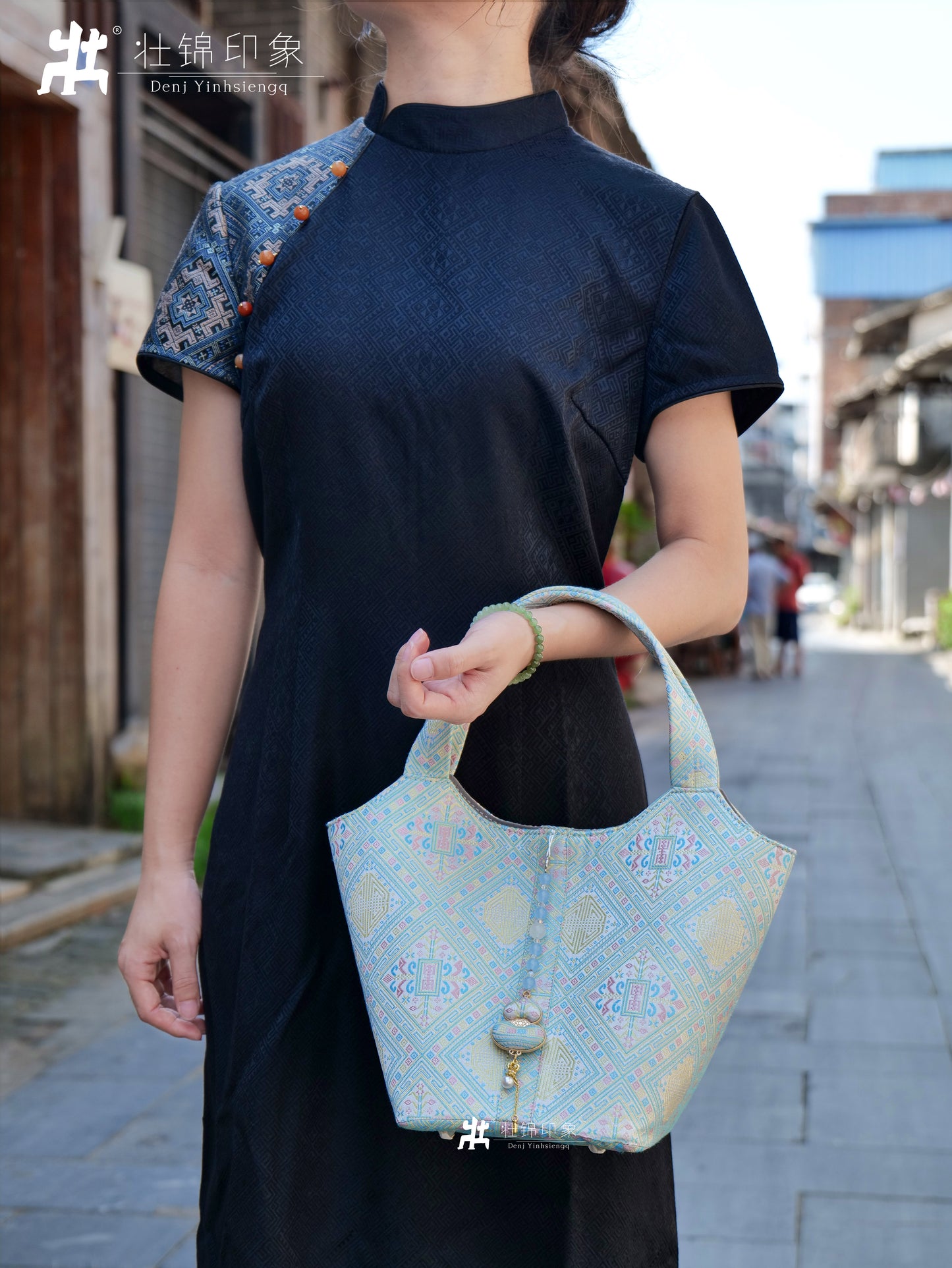 Guangxi Zhuang Brocade Large Vegetable Basket Bag Exquisite Handbag