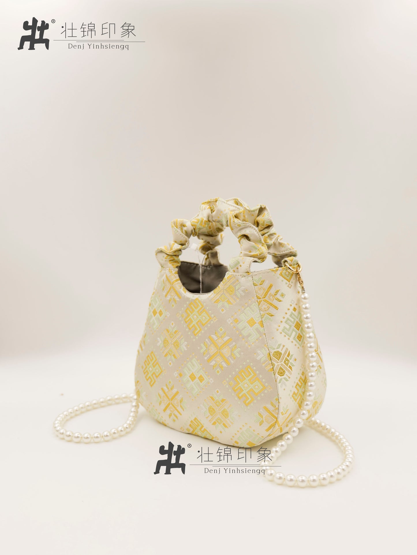 Guangxi Zhuang Brocade Handle Bag, Shoulder Crossbody Bag, Handbag