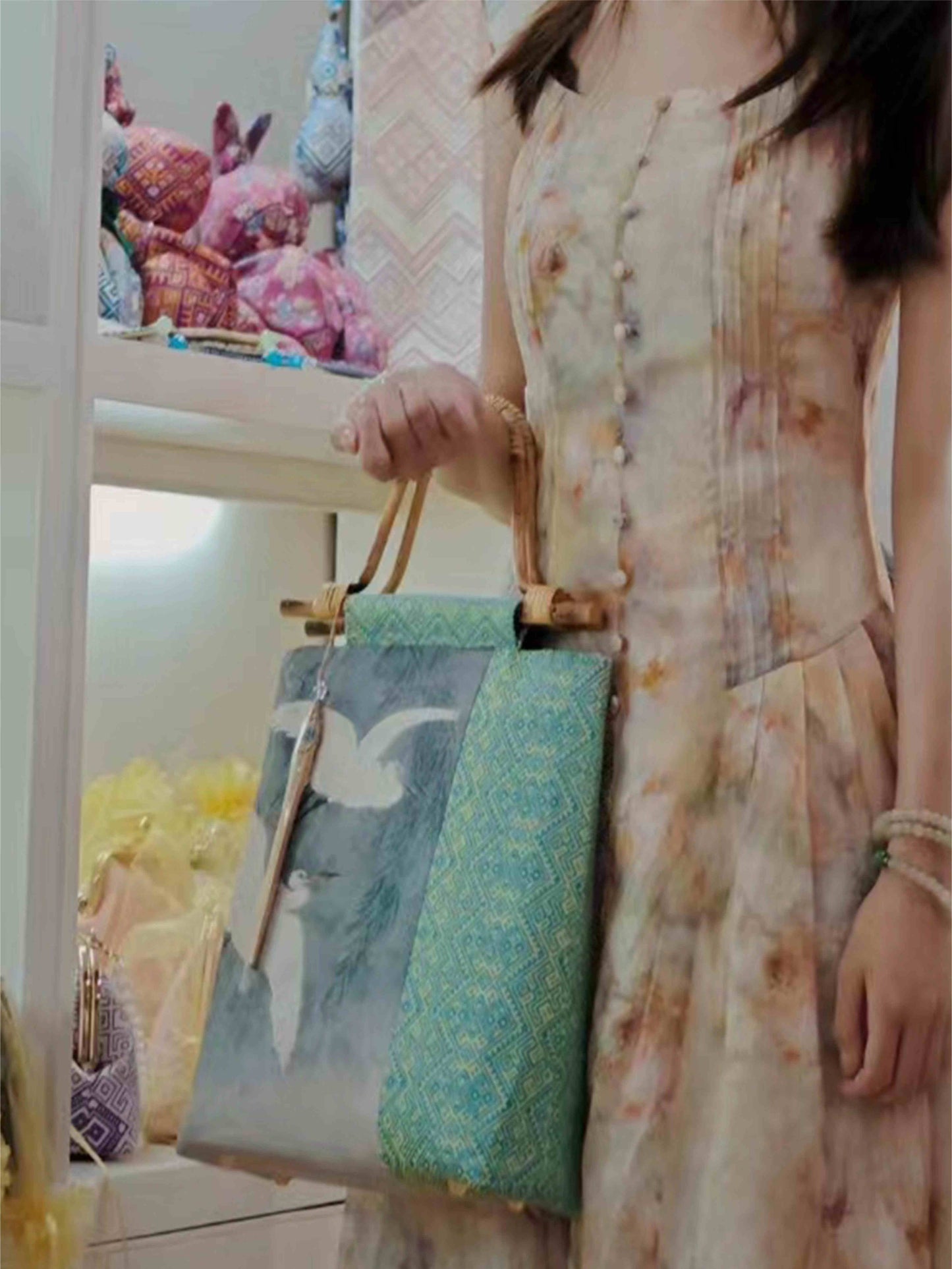 Guangxi Zhuang Brocade Green Vine Chinese-Style Handbag