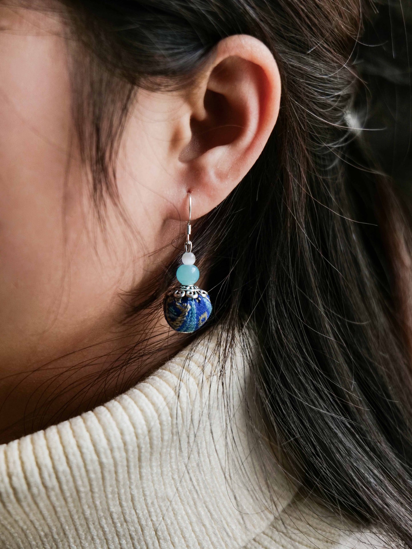 Guangxi Zhuang Brocade Round Ball Earrings