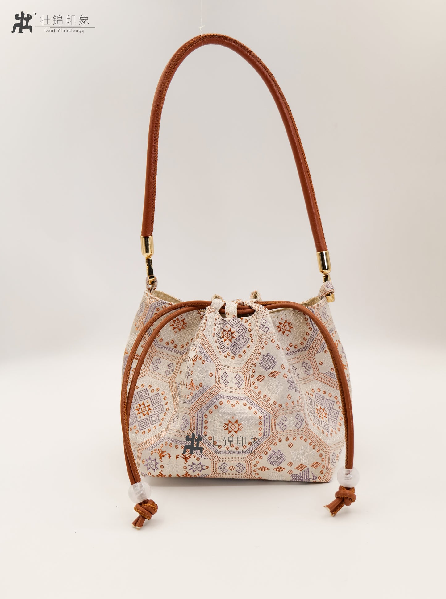 Guangxi Zhuang Brocade Drawstring Handbag and Shoulder Bag