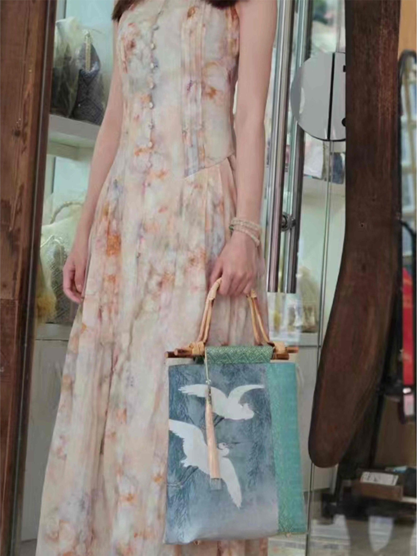 Guangxi Zhuang Brocade Green Vine Chinese-Style Handbag
