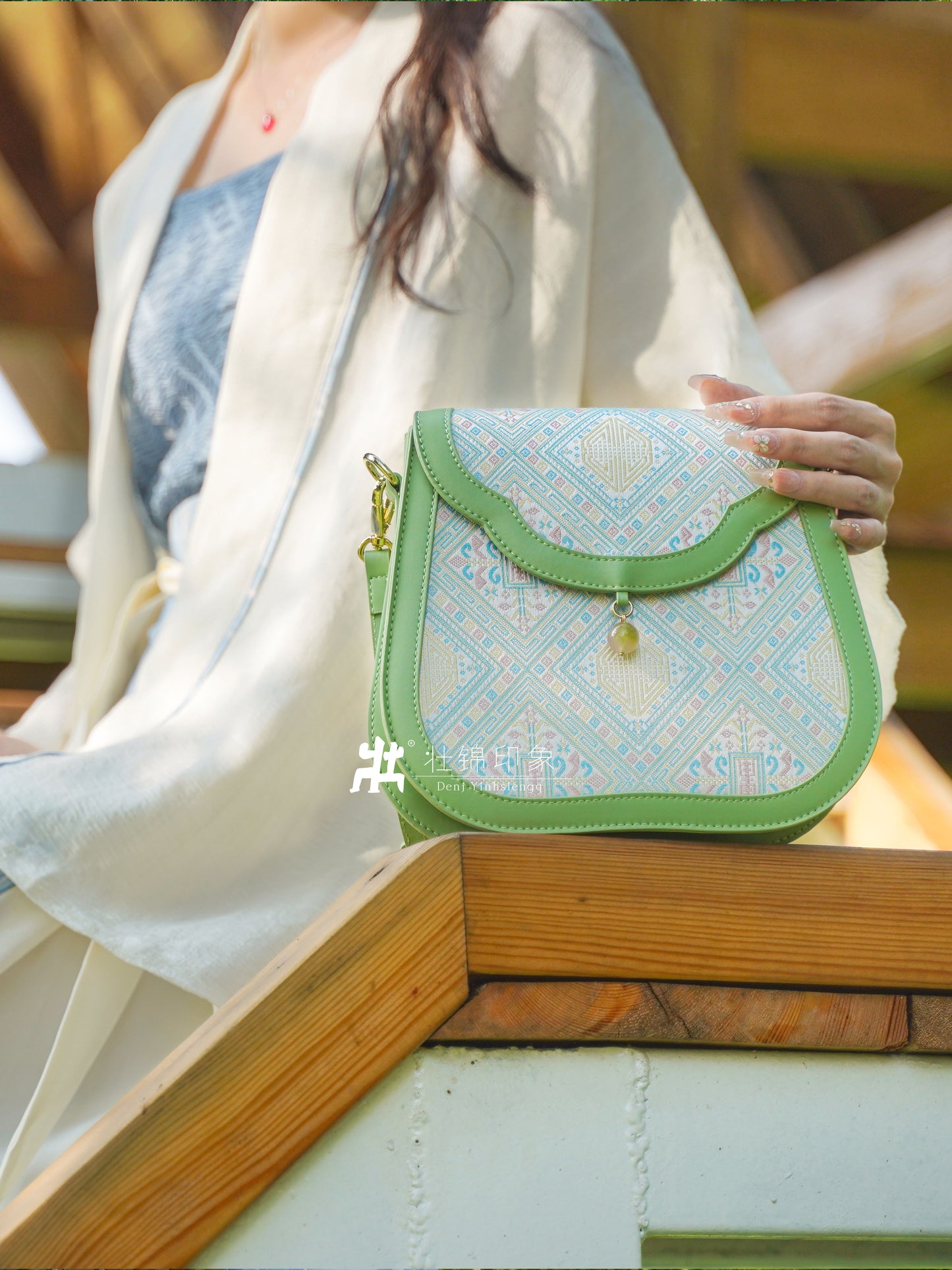 Guangxi Zhuang Brocade Lotus Scented Single-Shoulder Crossbody Bag