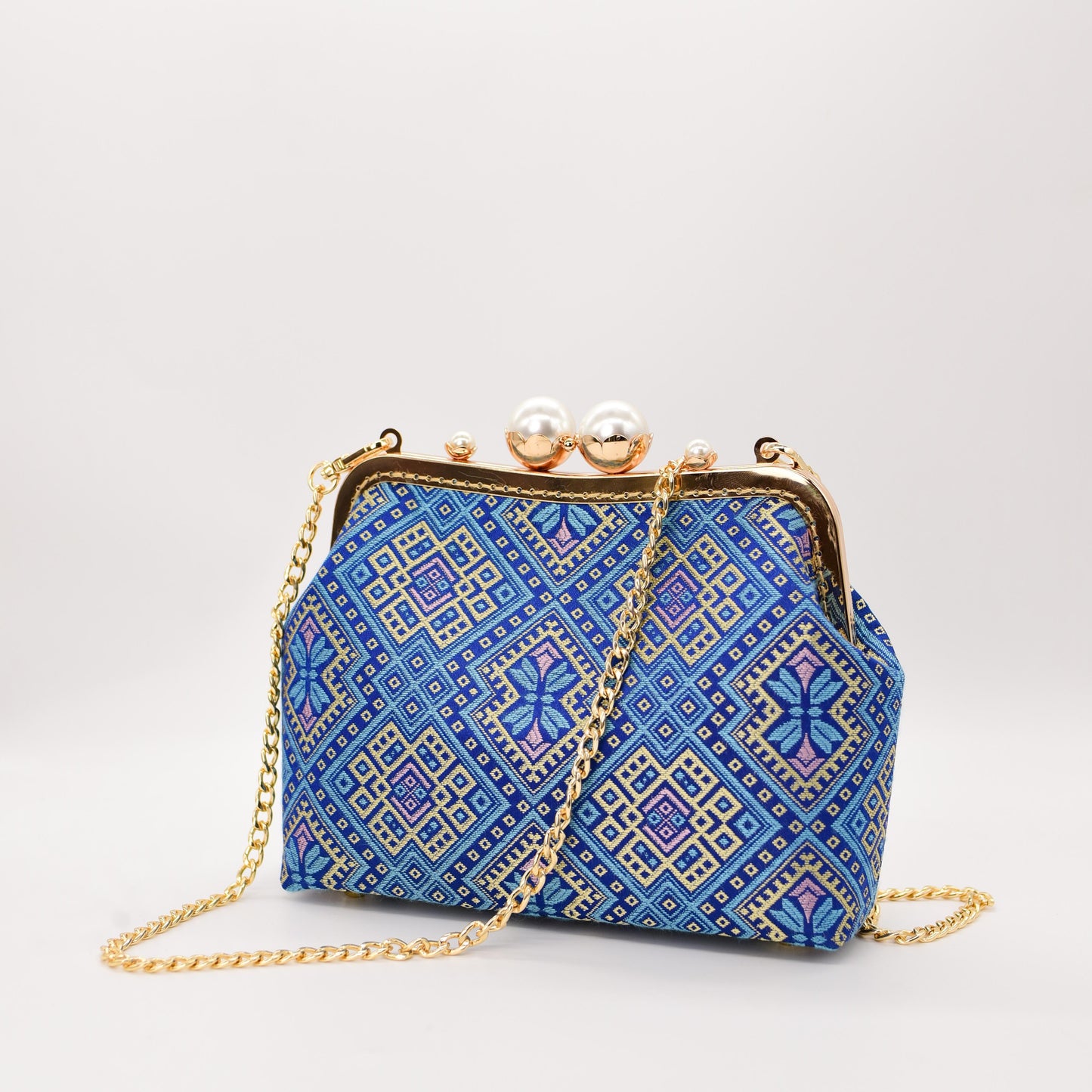 Guangxi Zhuang Brocade Pearl Clasp Crossbody Bag