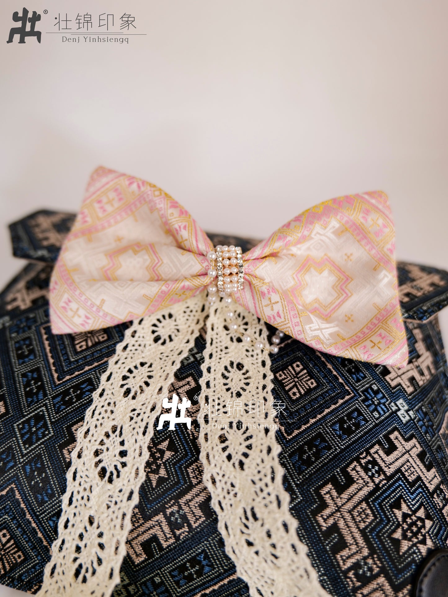 Guangxi Zhuang Brocade Bow Hair Clip Headband