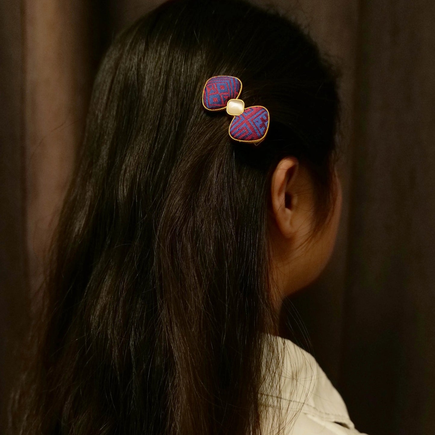 Guangxi Zhuang Brocade Bow Metal Hair Clip
