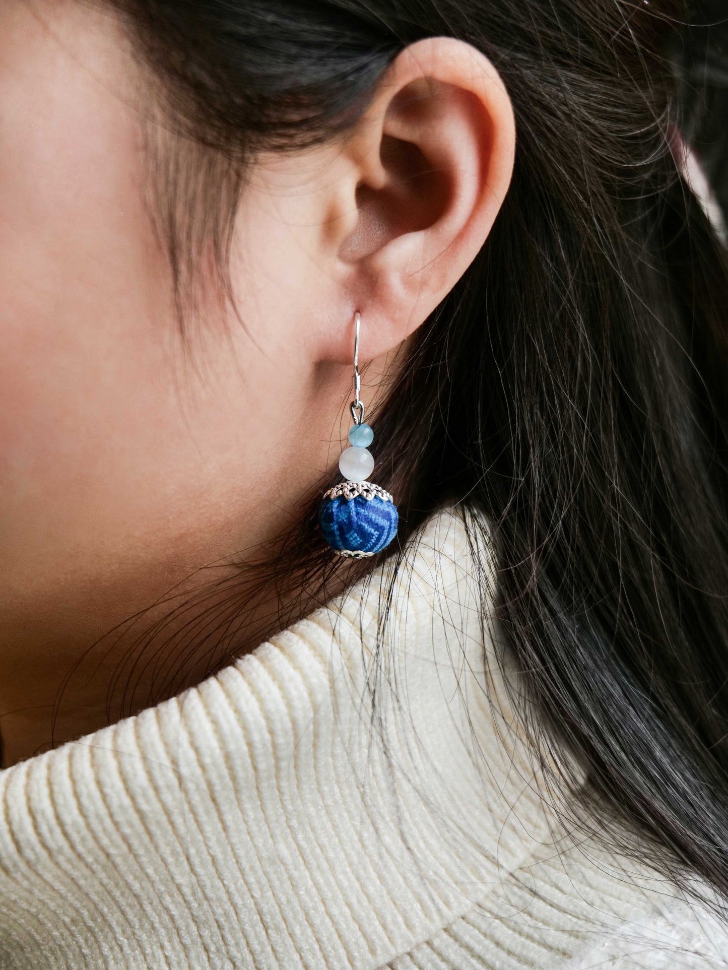 Guangxi Zhuang Brocade Round Ball Earrings