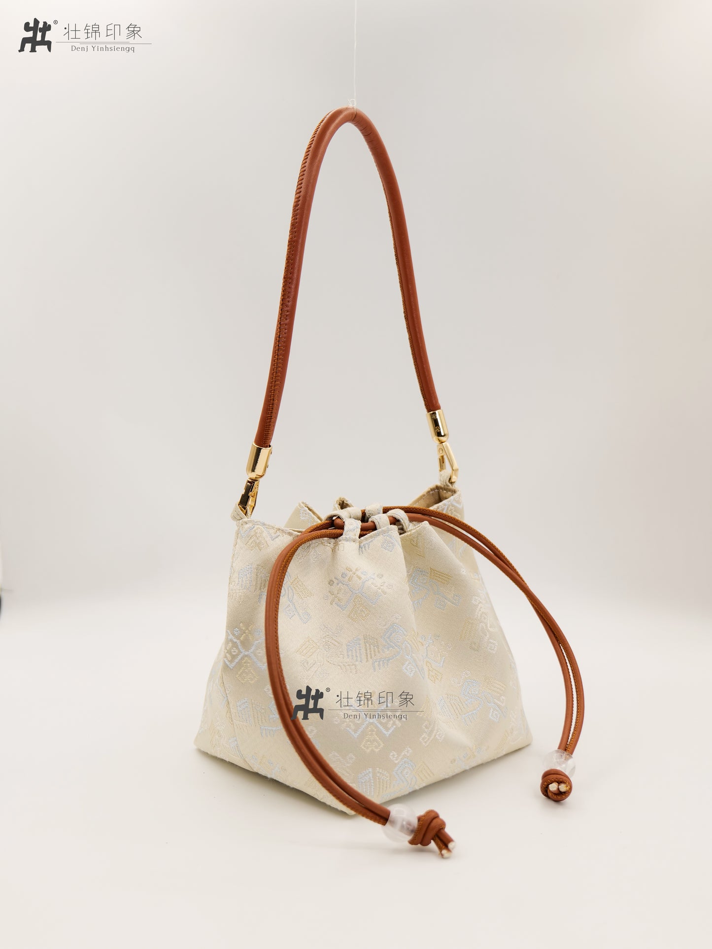 Guangxi Zhuang Brocade Drawstring Handbag and Shoulder Bag