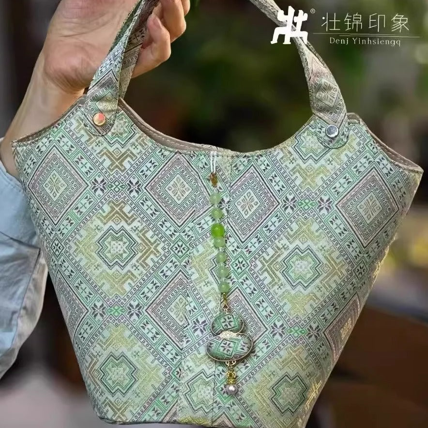 Guangxi Zhuang Brocade Large Vegetable Basket Bag Exquisite Handbag