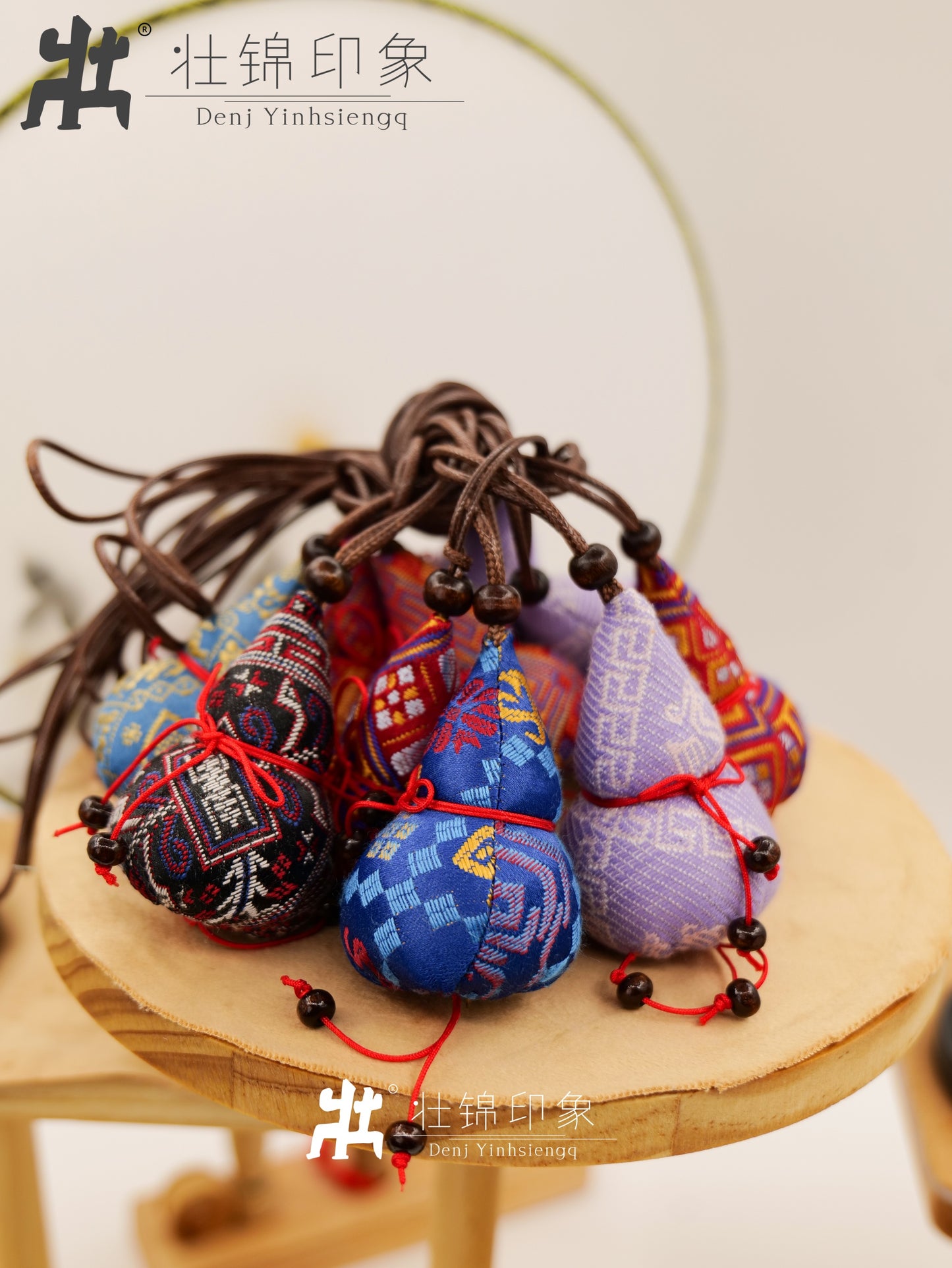 Guangxi Zhuang Brocade Gourd Pendant Mugwort Sachet Handmade Fragrant Bag