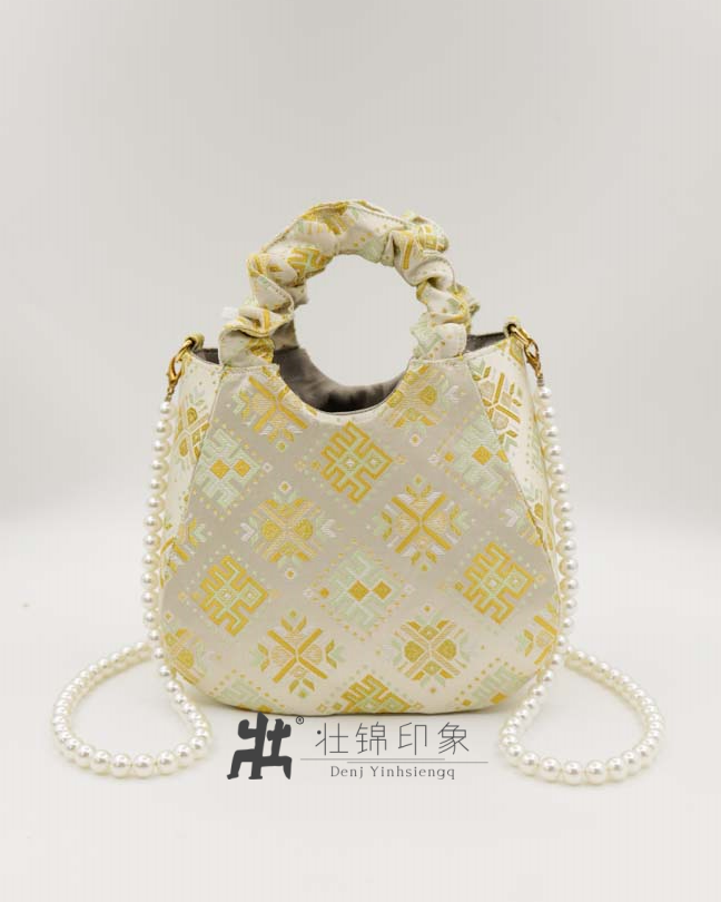 Guangxi Zhuang Brocade Handle Bag, Shoulder Crossbody Bag, Handbag