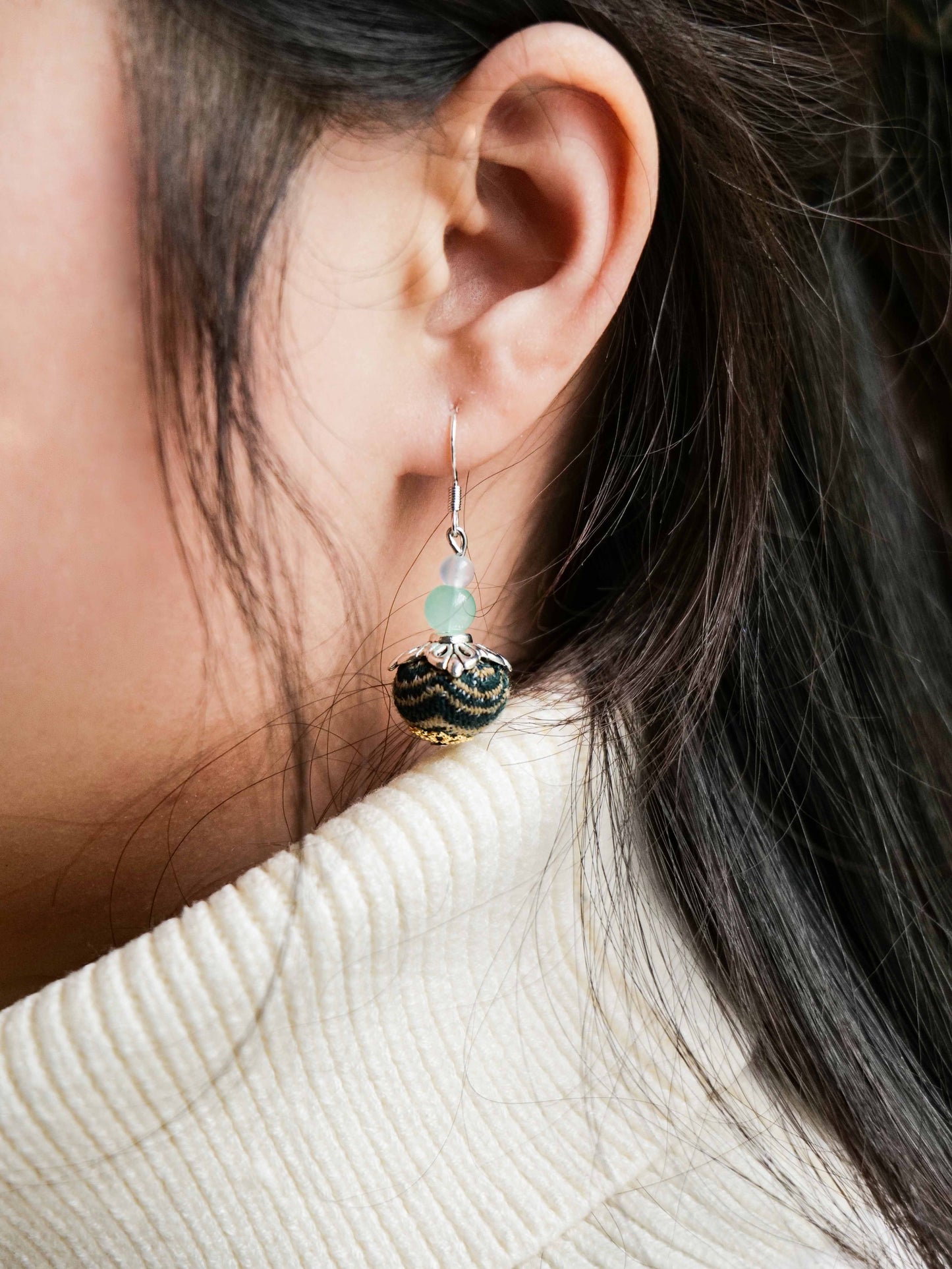 Guangxi Zhuang Brocade Round Ball Earrings