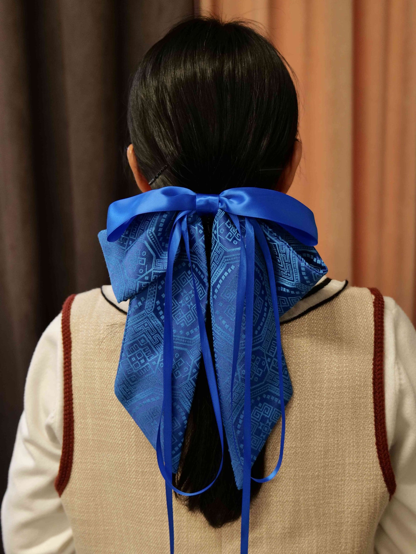 Guangxi Zhuang Brocade Bow Hair Clip with Handmade Ribbon