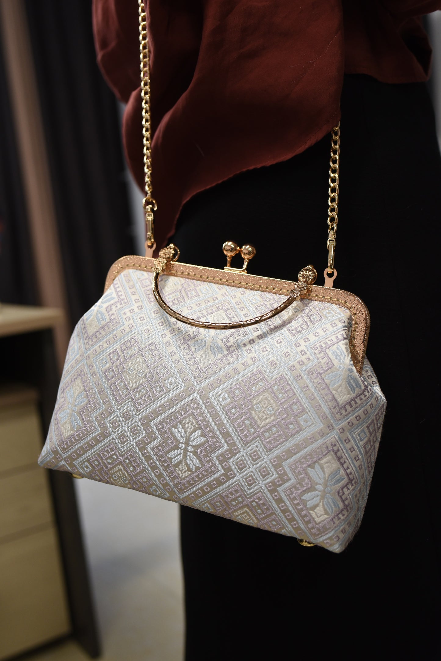 Guangxi Zhuang Brocade Three-Flower Clutch Handbag Crossbody Bag
