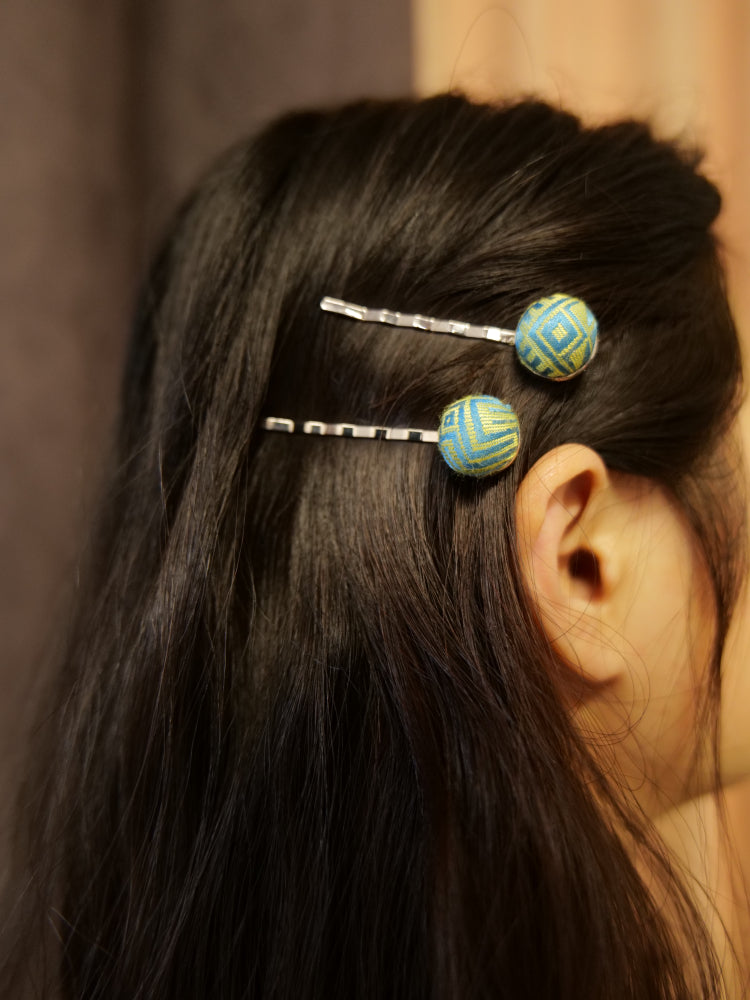 Guangxi Zhuang Brocade Half-Moon Hair Clip