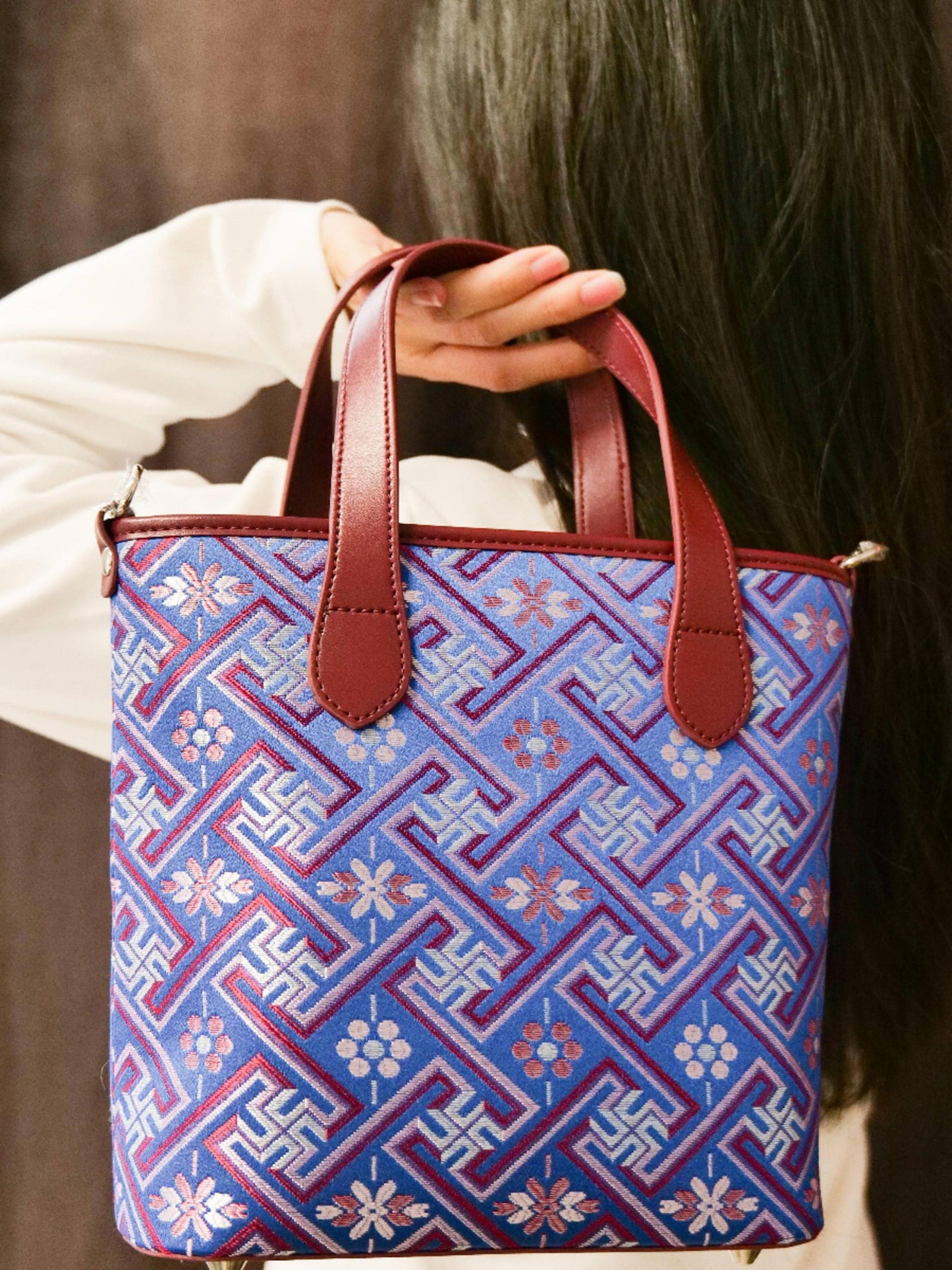 Guangxi Zhuang Brocade Tote Bag Handbag Medium Size