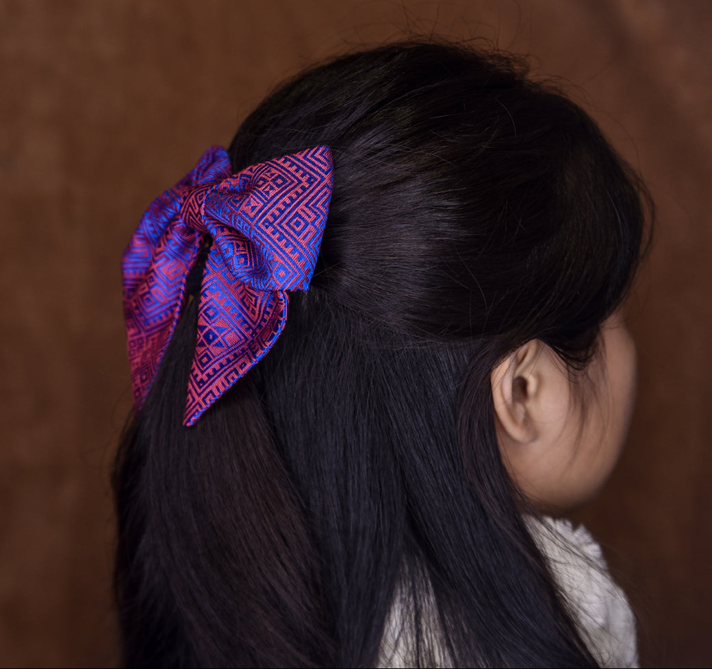 Guangxi Zhuang Brocade 3D Bow Hair Clip with Spring Clip