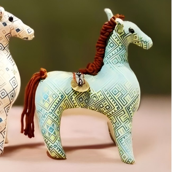 Guangxi Zhuang Brocade Horse Figurine Handcrafted Creative Gift