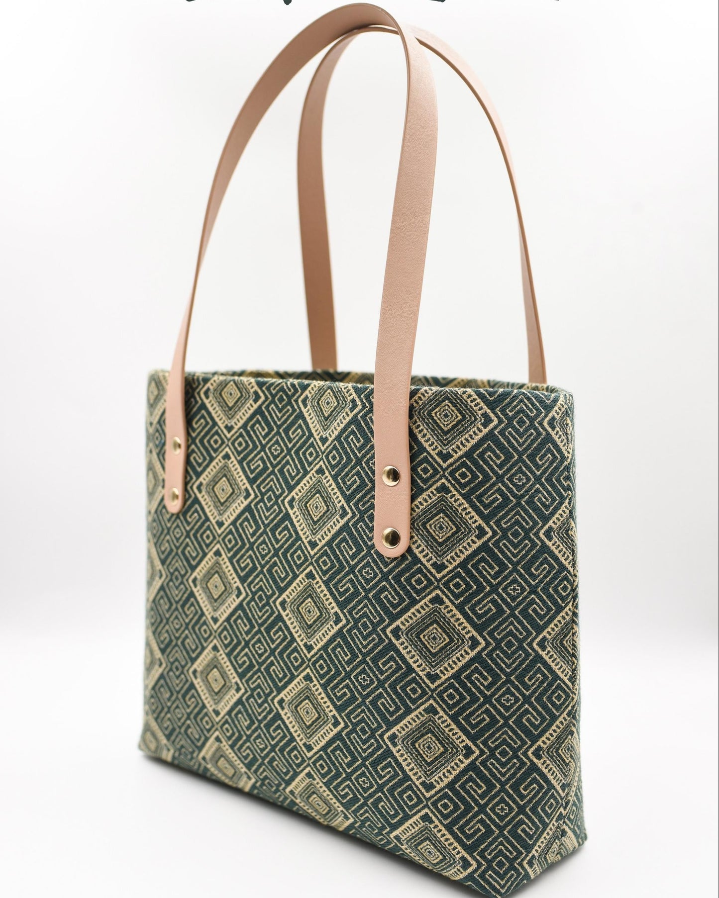 Guangxi Zhuang Brocade Tote Bag with Zipper Closure