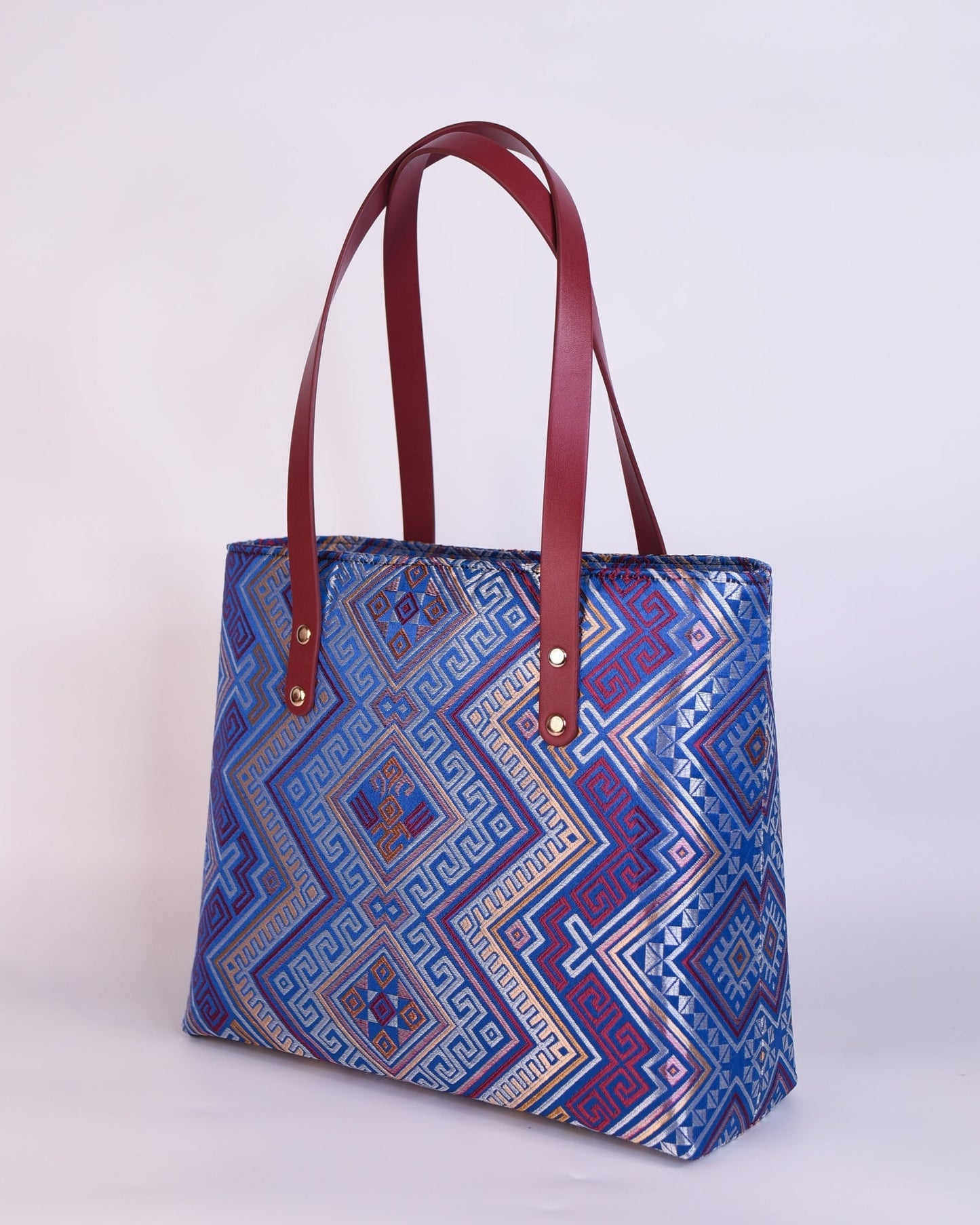 Guangxi Zhuang Brocade Tote Bag with Zipper Closure