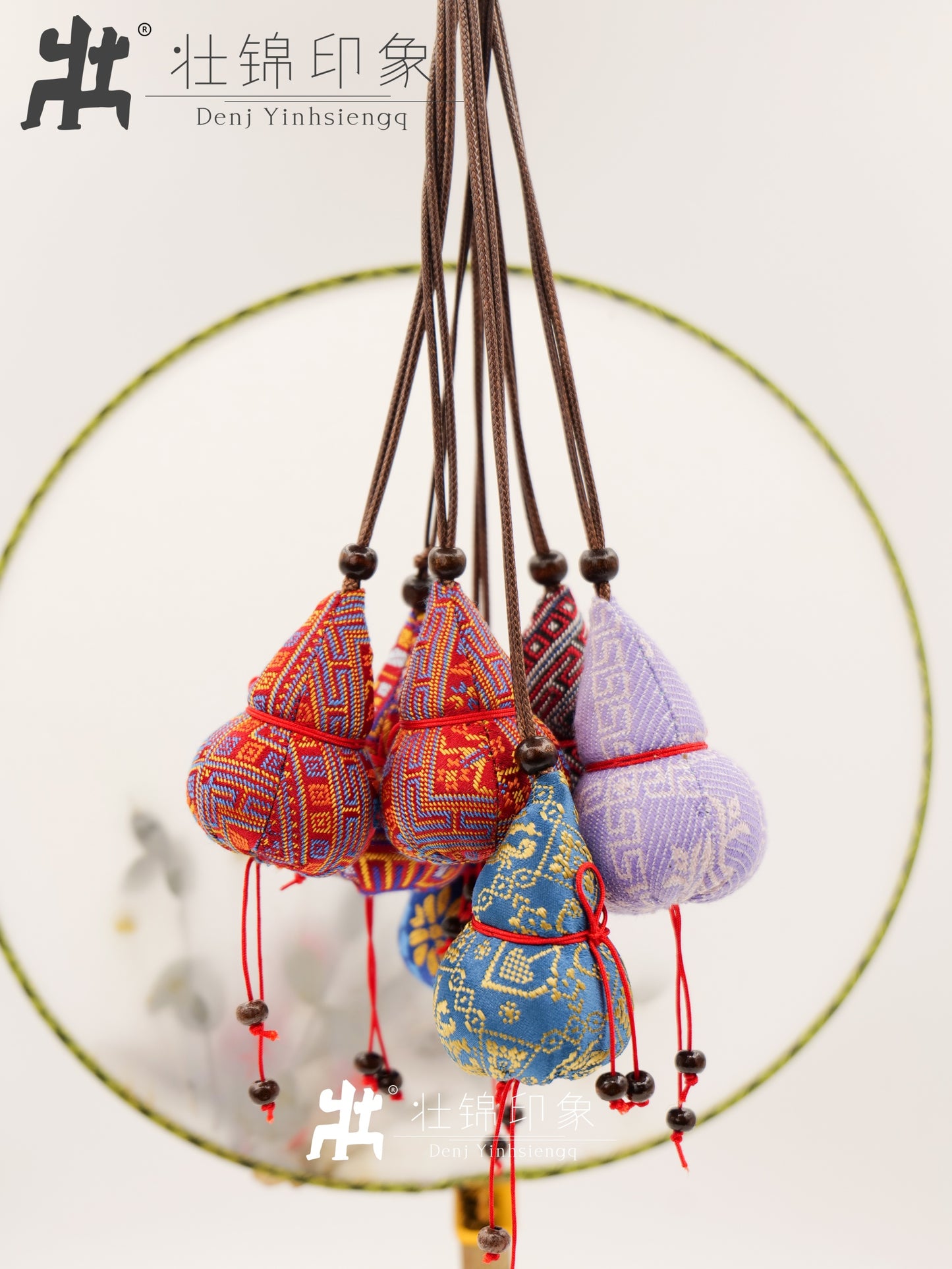 Guangxi Zhuang Brocade Gourd Pendant Mugwort Sachet Handmade Fragrant Bag