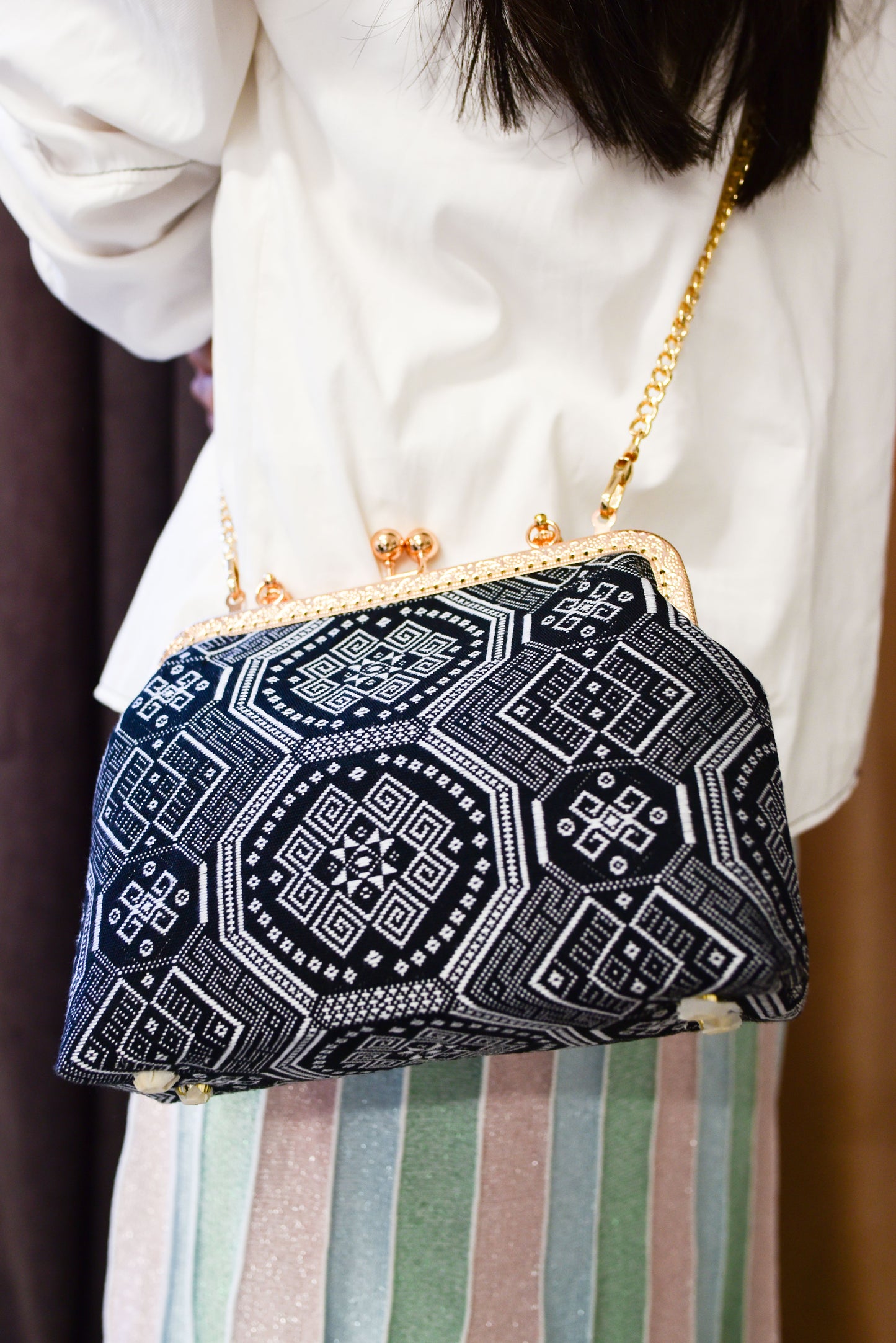 Guangxi Zhuang Brocade Three-Flower Clutch Handbag Crossbody Bag