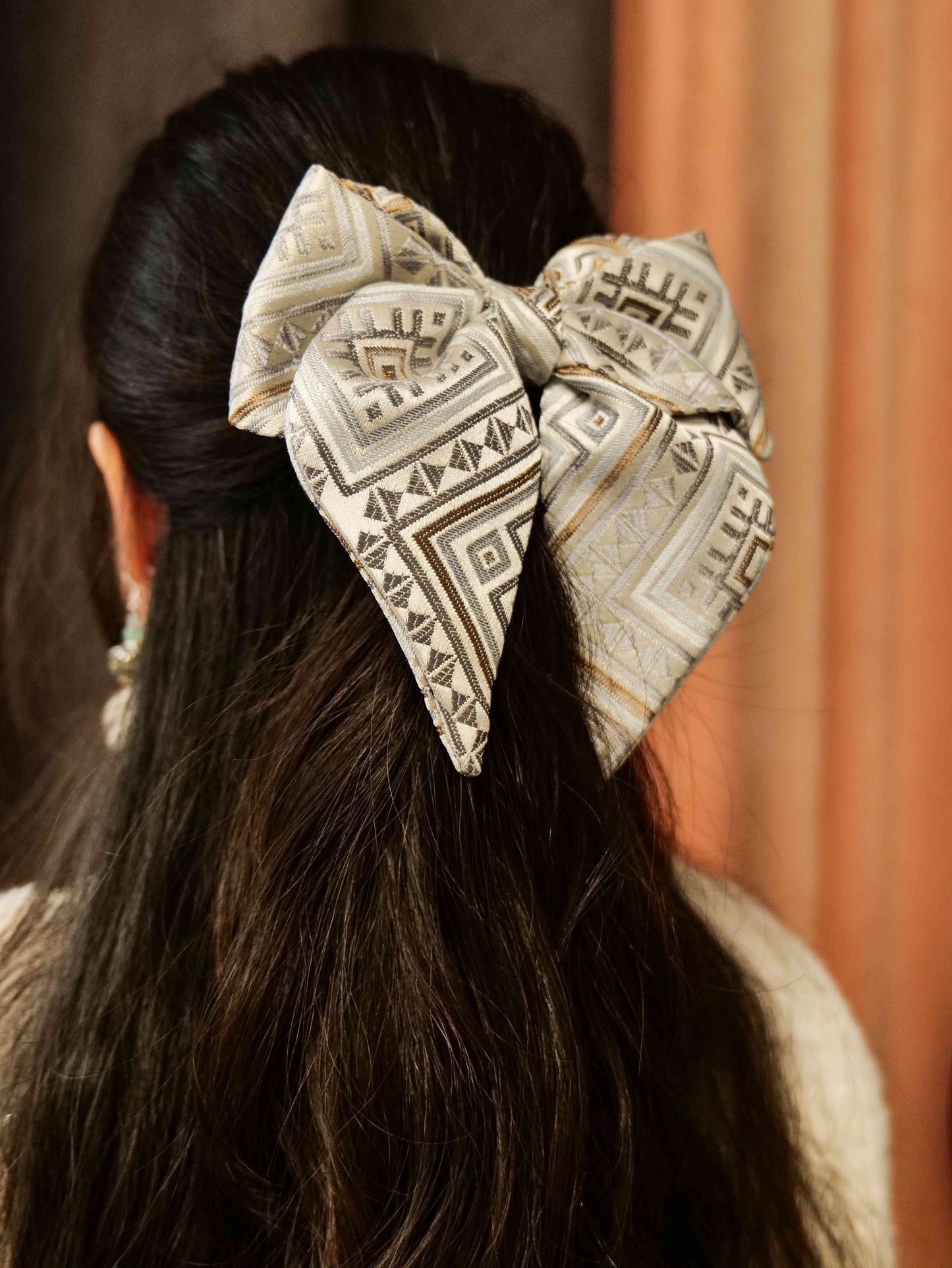 Guangxi Zhuang Brocade 3D Bow Hair Clip with Spring Clip