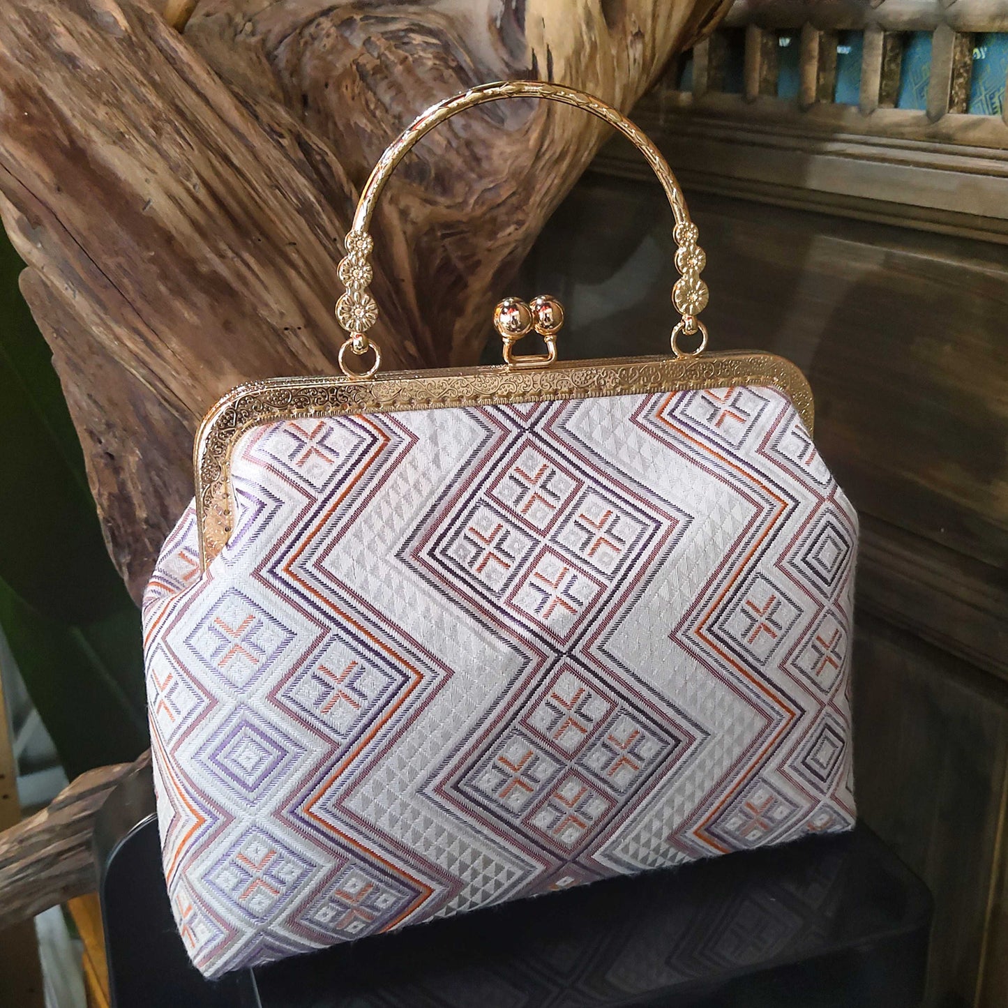 Guangxi Zhuang Brocade Three-Flower Clutch Handbag Crossbody Bag