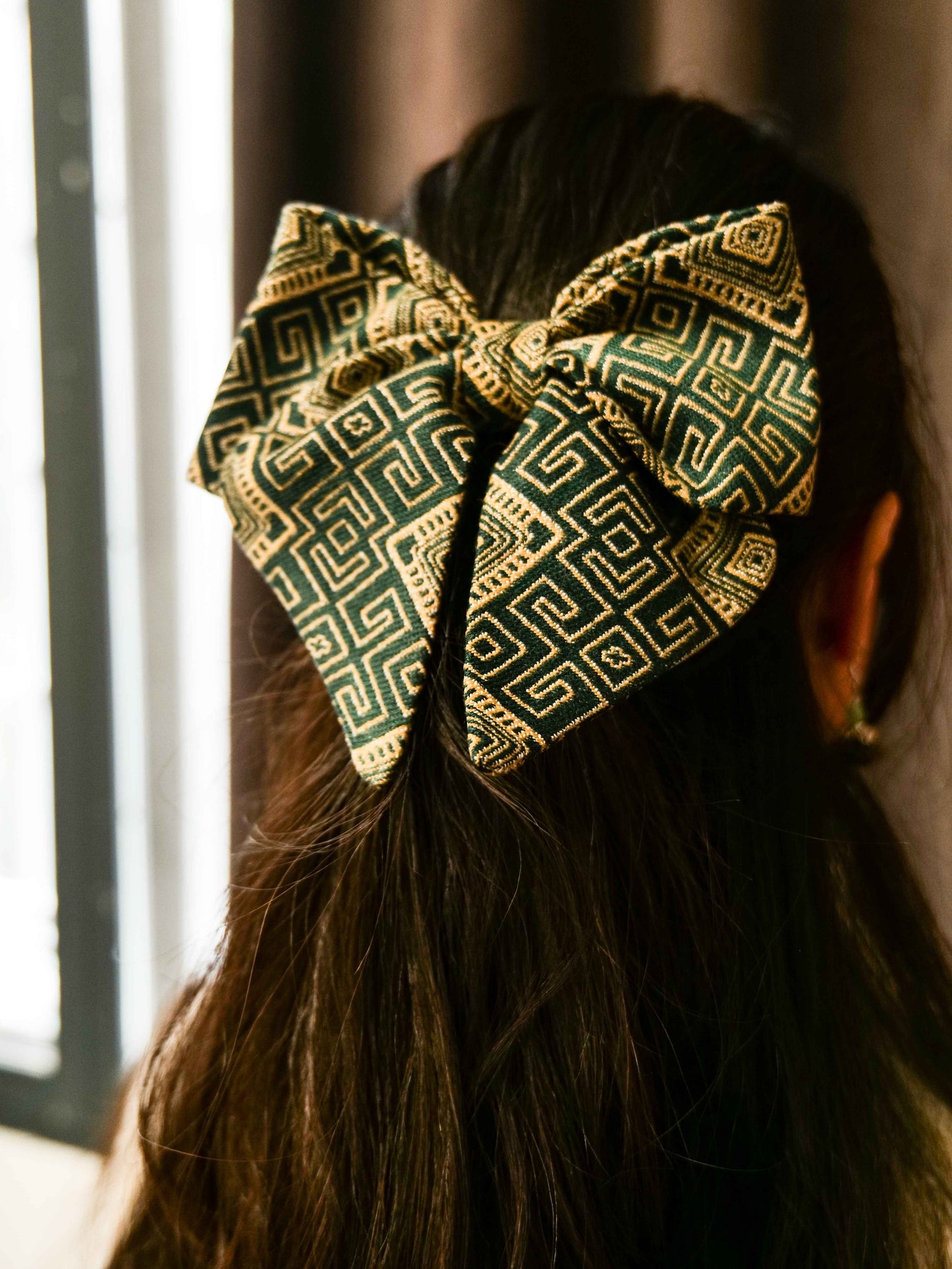 Guangxi Zhuang Brocade 3D Bow Hair Clip with Spring Clip