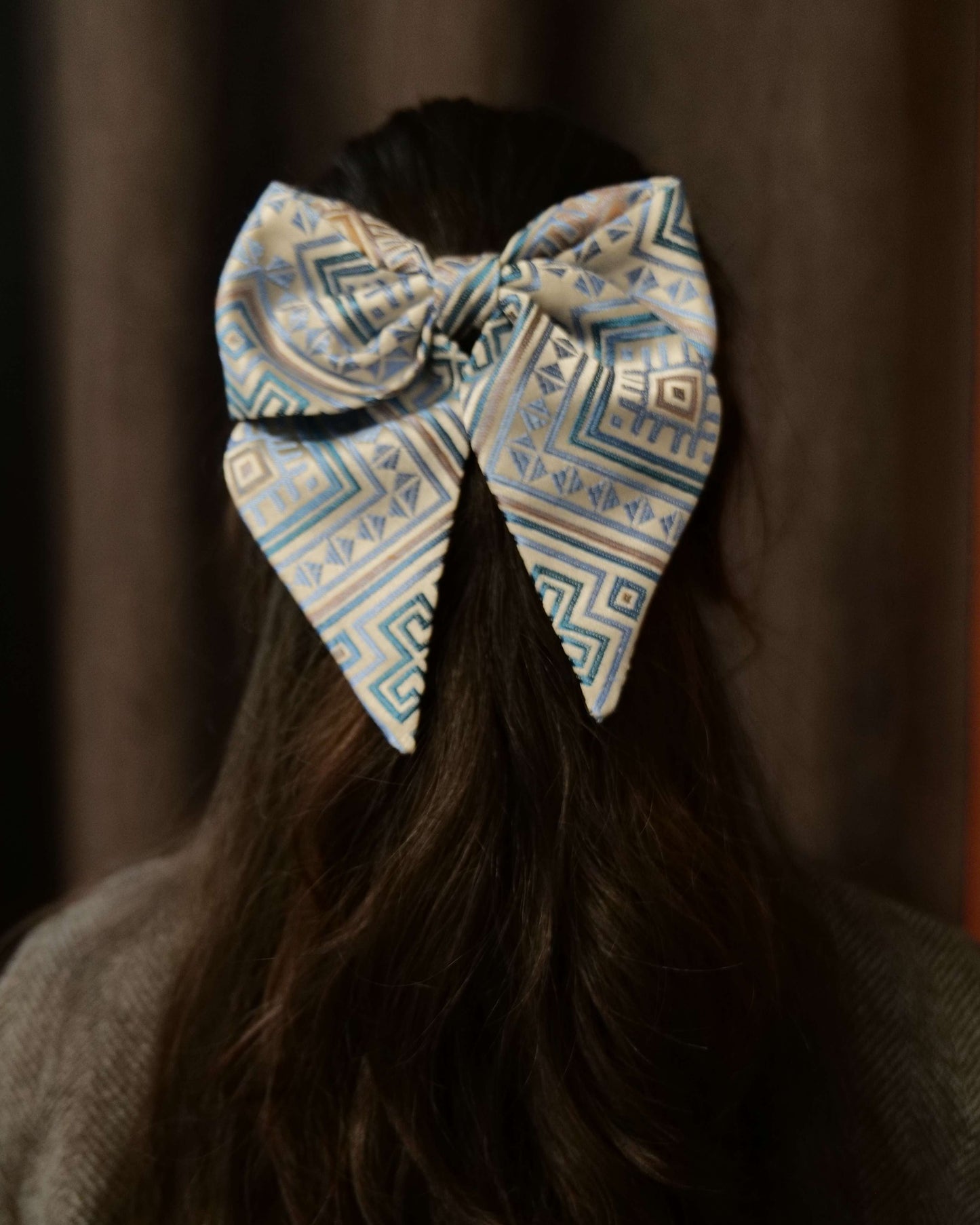 Guangxi Zhuang Brocade 3D Bow Hair Clip with Spring Clip