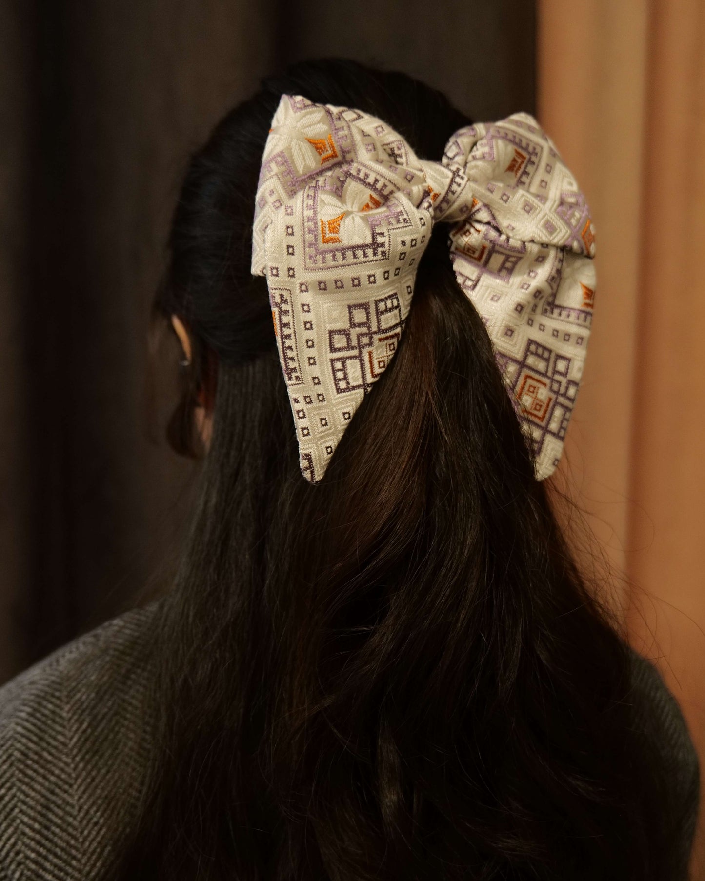 Guangxi Zhuang Brocade 3D Bow Hair Clip with Spring Clip