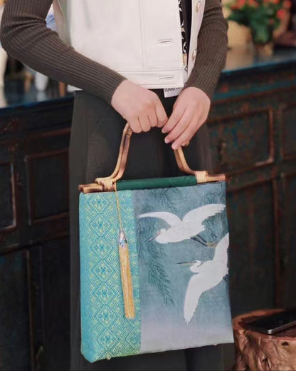 Guangxi Zhuang Brocade Green Vine Chinese-Style Handbag