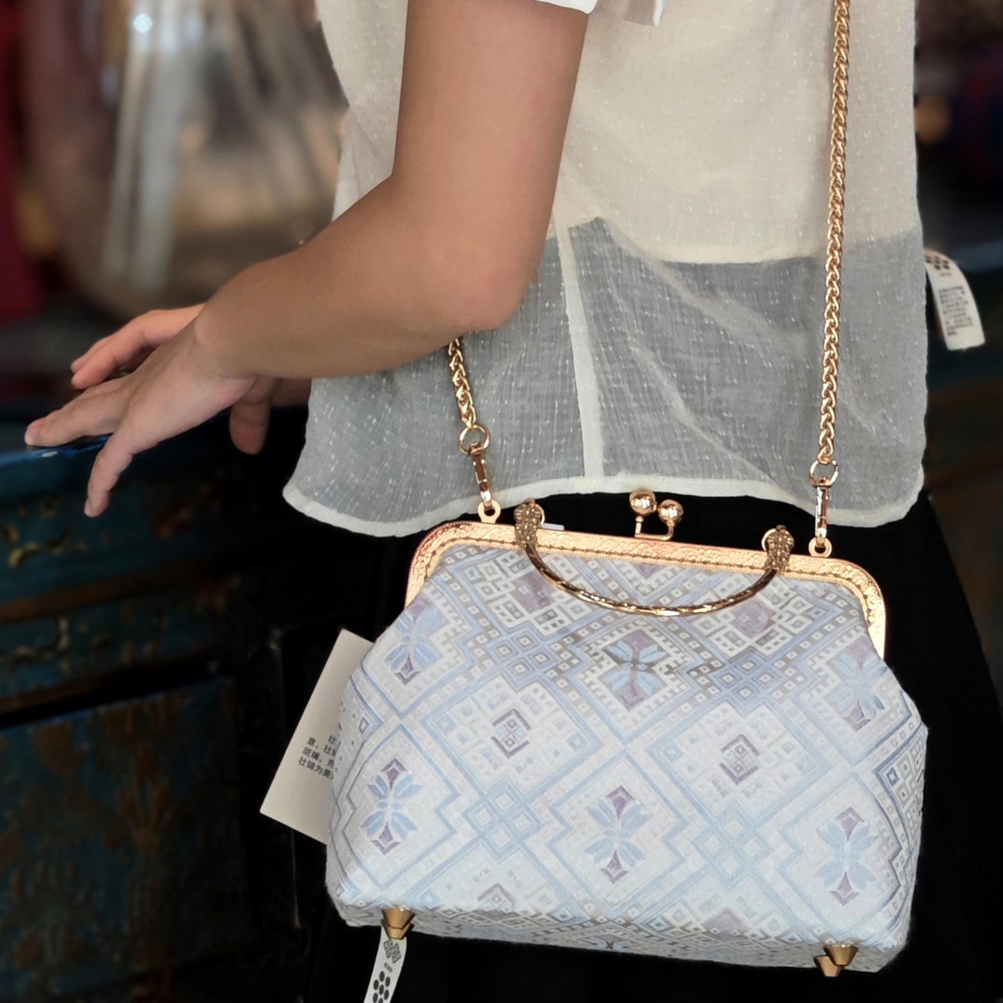 Guangxi Zhuang Brocade Three-Flower Clutch Handbag Crossbody Bag