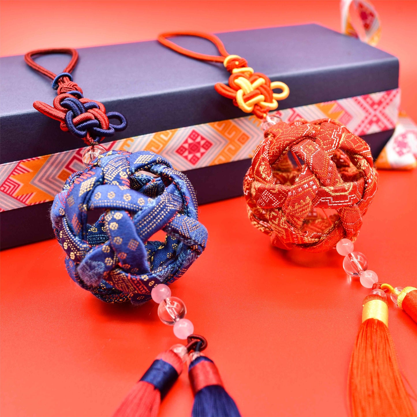 Guangxi Zhuang Brocade: A Blossom-Adorned Hand-Embroidered Ball Ornament