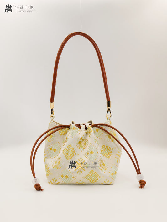 Guangxi Zhuang Brocade Drawstring Handbag and Shoulder Bag