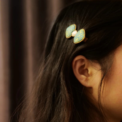 Guangxi Zhuang Brocade Bow Metal Hair Clip
