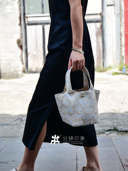 Guangxi Zhuang Brocade Medium-Sized Vegetable Basket Water Bucket Handbag