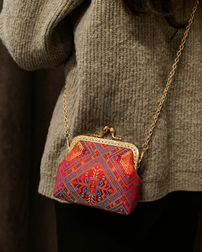 Guangxi Zhuang Brocade Crossbody Bag with 10cm Coin Flap