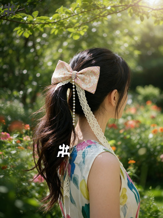 Guangxi Zhuang Brocade Bow Hair Clip Headband