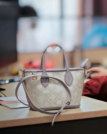 Guangxi Zhuang Brocade Top-Grain Cowhide Handbag and Crossbody Bag