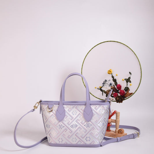 Guangxi Zhuang Brocade Top-Grain Cowhide Handbag and Crossbody Bag