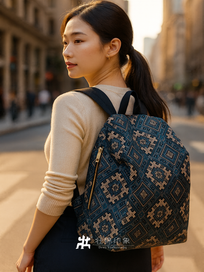 Guangxi Zhuang Brocade Large-Capacity Shoulder Bag Lightweight Laptop Backpack