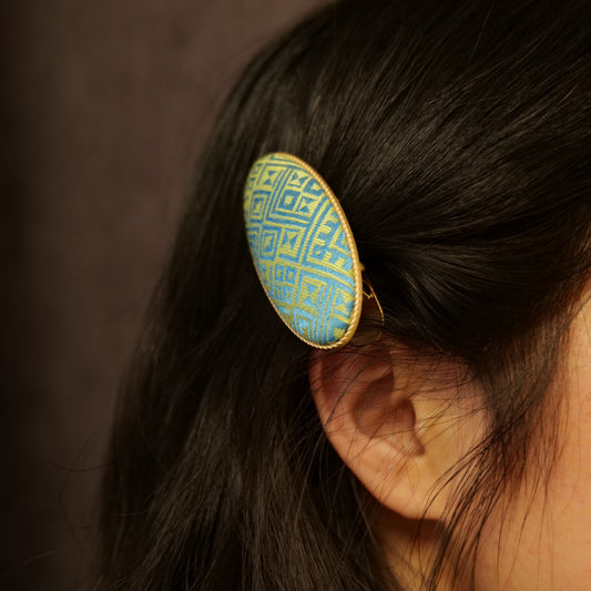 Guangxi Zhuang Brocade Oval Metal Hair Clip