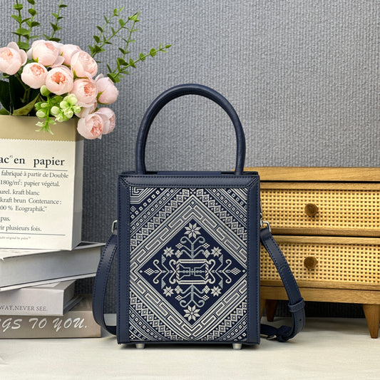 Guangxi Zhuang Brocade Silk Top-Grain Cowhide Music Score Case Handbag