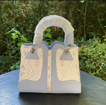 Guangxi Zhuang Brocade Top-Grain Cowhide Diana Bag Handheld Crossbody Bag