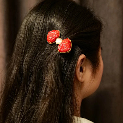Guangxi Zhuang Brocade Bow Metal Hair Clip