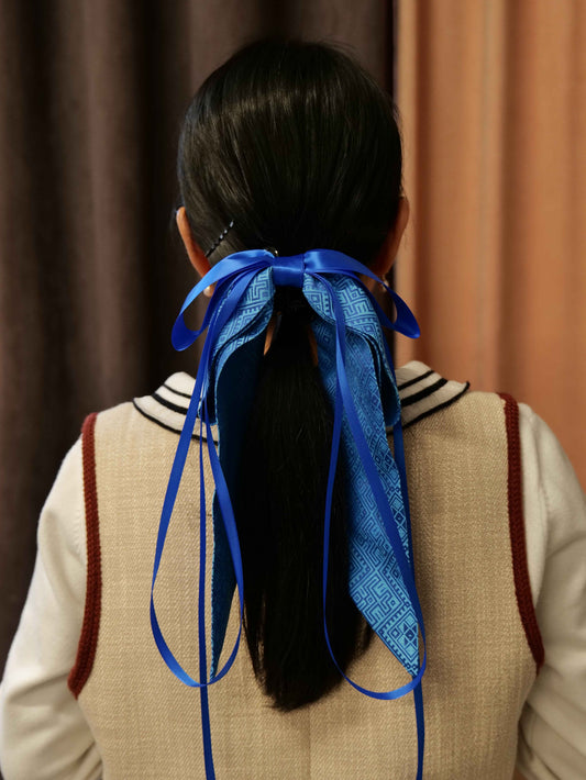 Guangxi Zhuang Brocade Bow Hair Clip with Handmade Ribbon