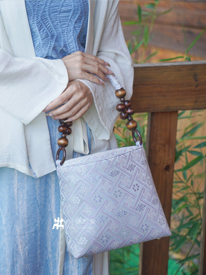 Guangxi Zhuang Brocade Wooden Bead Handbag and Shoulder Bag
